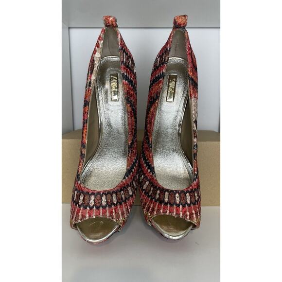 Wild Pair Y2K Alaina Studded High Heel Stiletto Pink Orange Geometric Size 8 - Picture 5 of 12